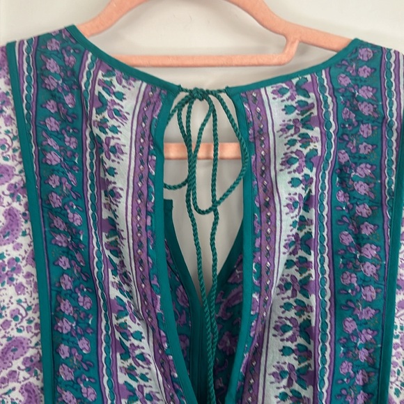 Ne Quittez Pas Floral Peasant Dress Purple Teal - Picture 12 of 12